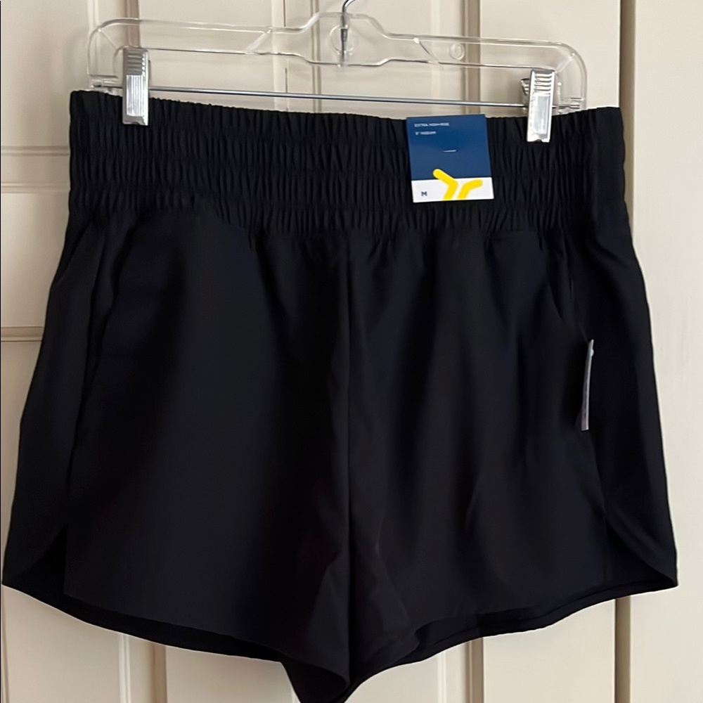 Black Athletic Shorts with Elastic Waistband